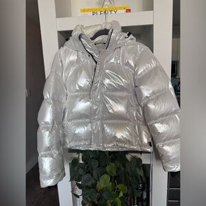 Aritzia Super Puff White Chrome Jacket